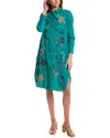 Johnny Was Side Button Slit Relaxed Overshirt In Green