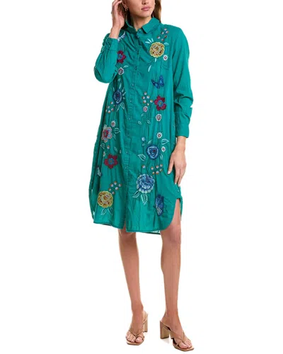 Johnny Was Side Button Slit Relaxed Overshirt In Green
