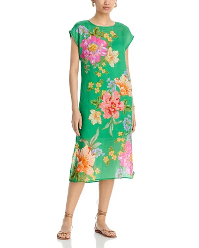 Johnny Was Side Slit Printed Shift Dress In Multi