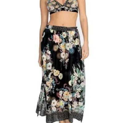 Johnny Was Side Tie Maxi Skirt In Multi In Black