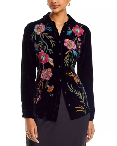 Johnny Was Sidonia Embroidered Velvet Shirt In Black