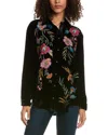 Johnny Was Sidonia Velvet Oversized Pleat Shirt In Black In Black