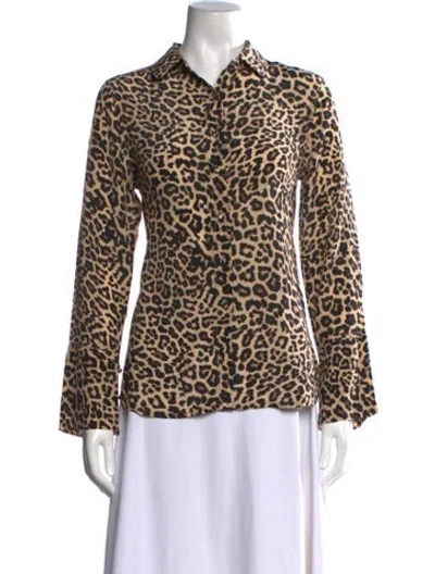 Pre-owned Johnny Was Silk Animal Print Blouse W/ Tags In Multicolor