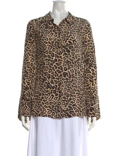 Pre-owned Johnny Was Silk Animal Print Blouse W/ Tags In Multicolor