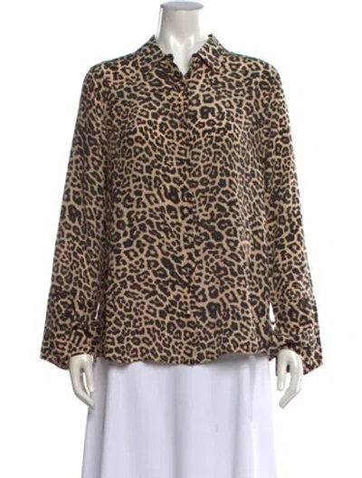 Pre-owned Johnny Was Silk Animal Print Blouse W/ Tags In Multicolor