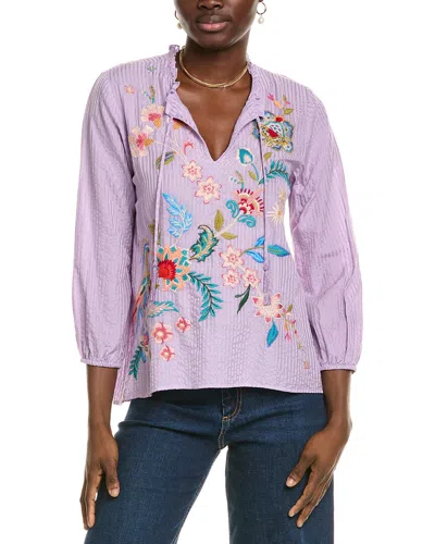 Johnny Was Silk-blend Blouse In Purple