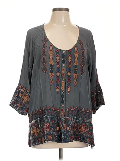 Pre-owned Johnny Was Silk Cardigan Sweater In Gray