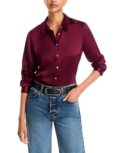 Johnny Was Silk Collared Button Up Shirt In Purple