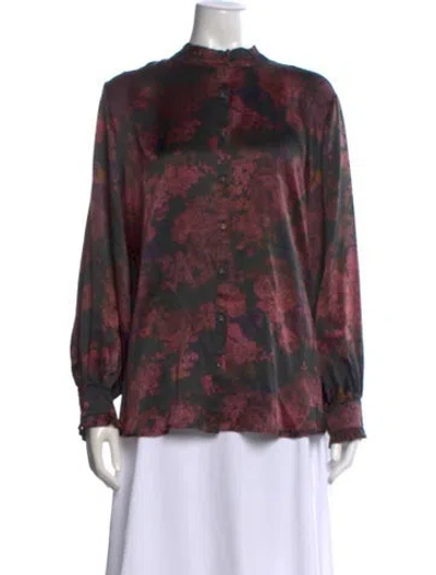 Pre-owned Johnny Was Silk Floral Print Blouse In Multi