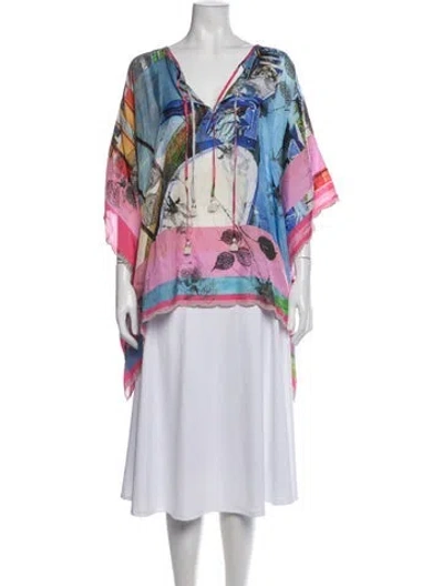 Pre-owned Johnny Was Silk Floral Print Sweater In Multicolor