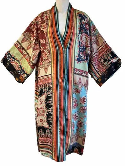 Pre-owned Johnny Was Silk Journey Kimono Nwt$515 Xsmall Scarf Prints Reversible In Multicolor