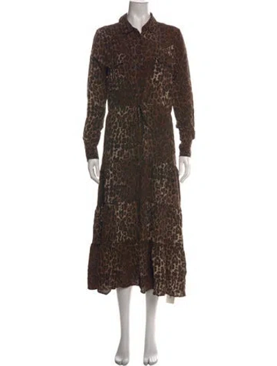 Pre-owned Johnny Was Silk Long Dress In Brown