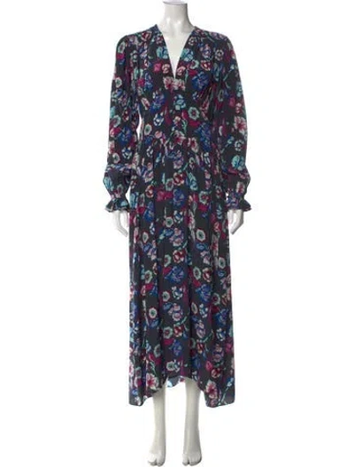Pre-owned Johnny Was Silk Long Dress In Multicolor