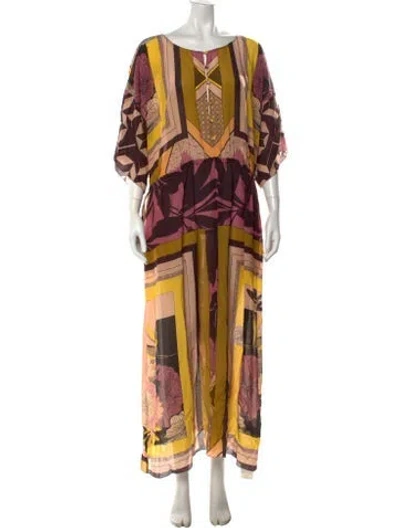 Pre-owned Johnny Was Silk Long Dress In Multicolor