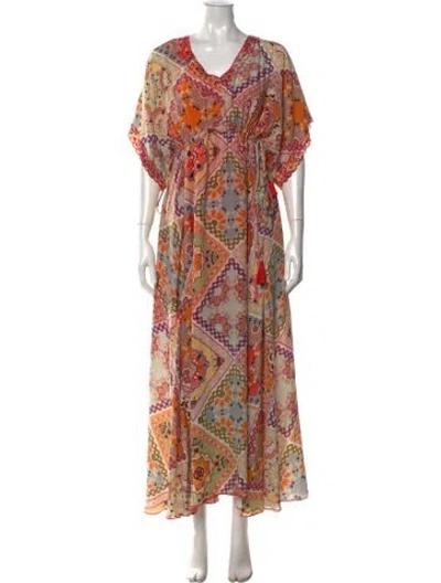 Pre-owned Johnny Was Silk Long Dress In Multicolor