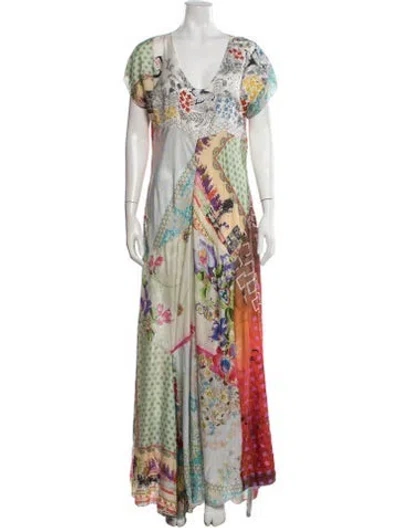 Pre-owned Johnny Was Silk Long Dress In Neutral
