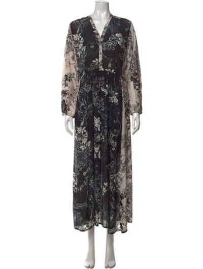 Pre-owned Johnny Was Silk Long Dress In Neutrals
