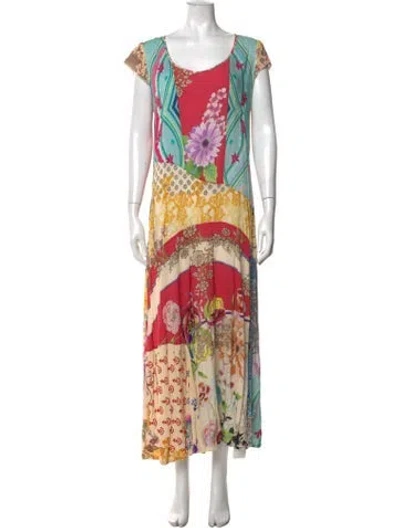 Pre-owned Johnny Was Silk Long Dress In Purple