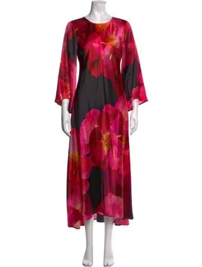 Pre-owned Johnny Was Silk Long Dress In Red
