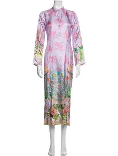 Pre-owned Johnny Was Silk Long Dress W/ Tags In Purple