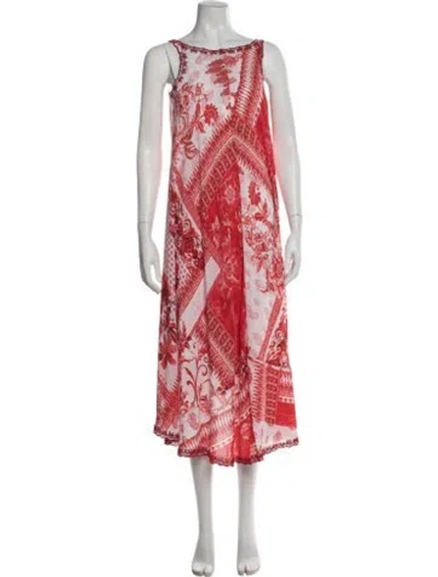 Pre-owned Johnny Was Silk Long Dress W/ Tags In Red