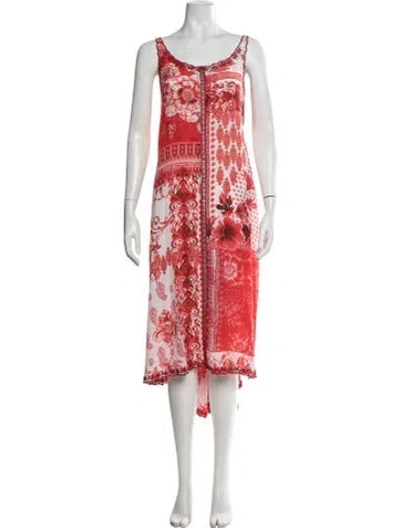 Pre-owned Johnny Was Silk Long Dress W/ Tags In Red