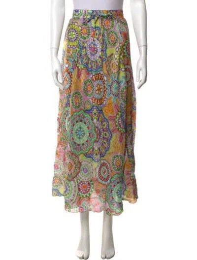 Pre-owned Johnny Was Silk Long Skirt W/ Tags In Multicolor