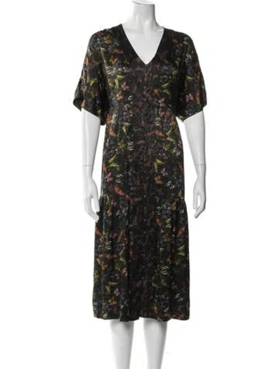Pre-owned Johnny Was Silk Midi Length Dress In Black
