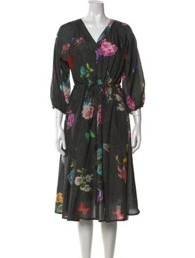 Pre-owned Johnny Was Silk Midi Length Dress In Multi