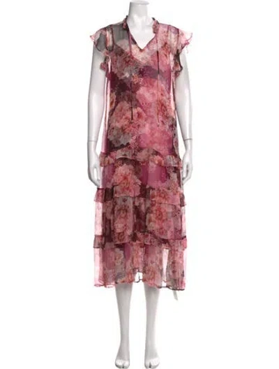 Pre-owned Johnny Was Silk Midi Length Dress In Pink