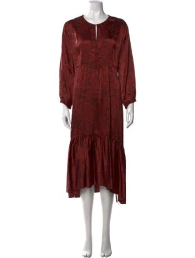 Pre-owned Johnny Was Silk Midi Length Dress In Red