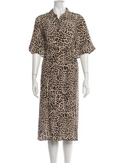Pre-owned Johnny Was Silk Midi Length Dress W/ Tags In Neutrals