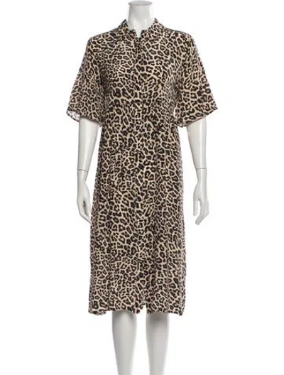 Pre-owned Johnny Was Silk Midi Length Dress W/ Tags In Neutrals