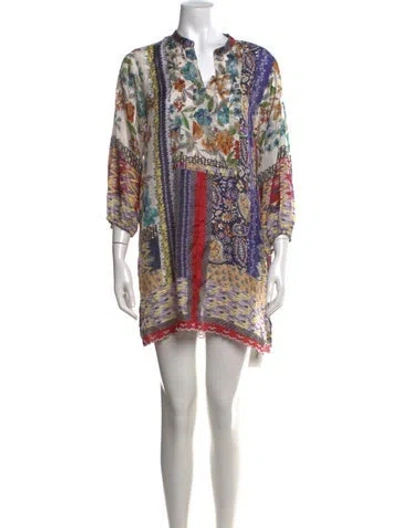 Pre-owned Johnny Was Silk Mini Dress In Multi