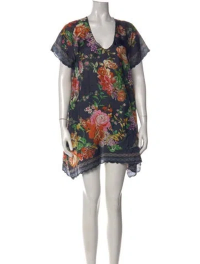 Pre-owned Johnny Was Silk Mini Dress In Multicolor