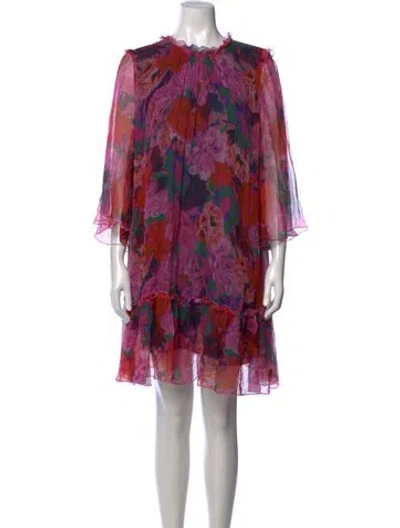 Pre-owned Johnny Was Silk Mini Dress In Purple