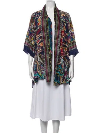 Pre-owned Johnny Was Silk Paisley Print Jacket In Multicolor