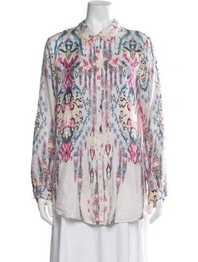 Pre-owned Johnny Was Silk Printed Blouse In Multicolor