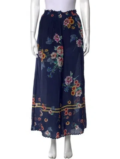 Pre-owned Johnny Was Silk Wide Leg Pants In Blue