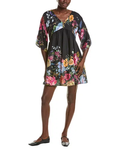 Johnny Was Silk-blend A-line Dress In Black