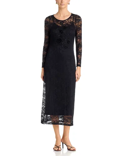Johnny Was Simonie Lace Midi Dress In Black