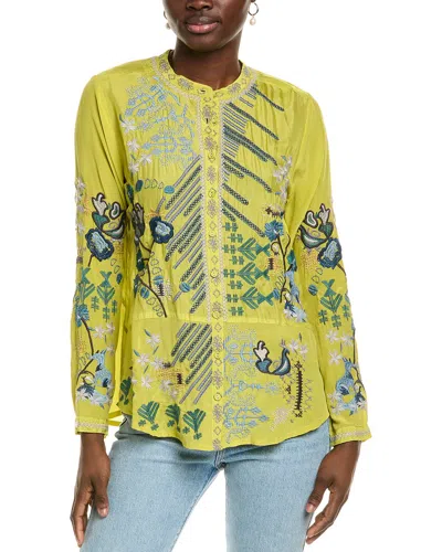Johnny Was Sirisha Silk Blouse In Green