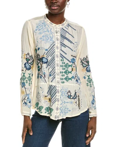 Johnny Was Sirisha Silk Blouse In Tan