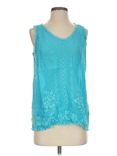 Pre-owned Johnny Was Sleeveless Blouse In Teal