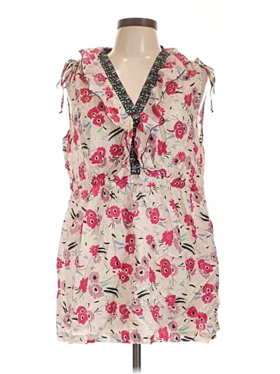 Pre-owned Johnny Was Sleeveless Silk Top Pink Plunge Neckline Tops
