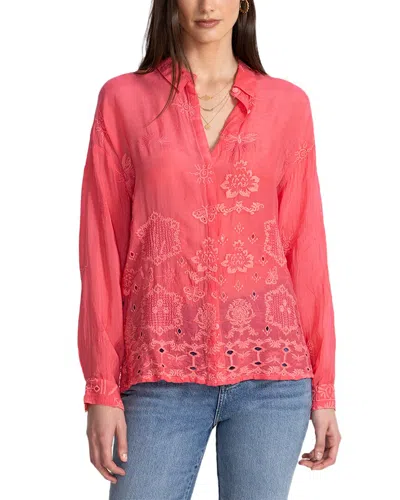 Johnny Was Slim Audrey Button-down Shirt In Orange