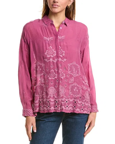 Johnny Was Slim Audrey Button-down Shirt In Purple