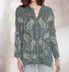 Johnny Was Slim Audrey Embroidered Tunic In Sage