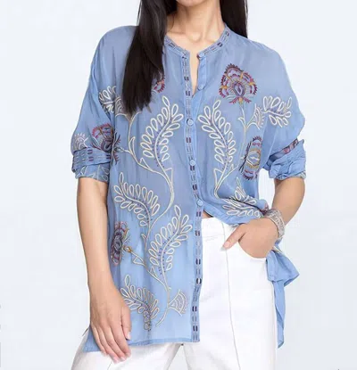 Johnny Was Slim Audrey Embroidered Tunic In Sky
