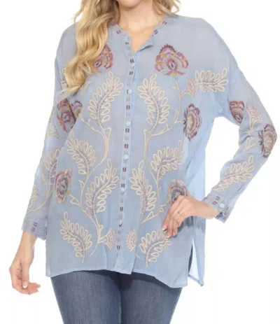 Johnny Was Slim Audrey Tunic Top In Endless Sky In Blue
